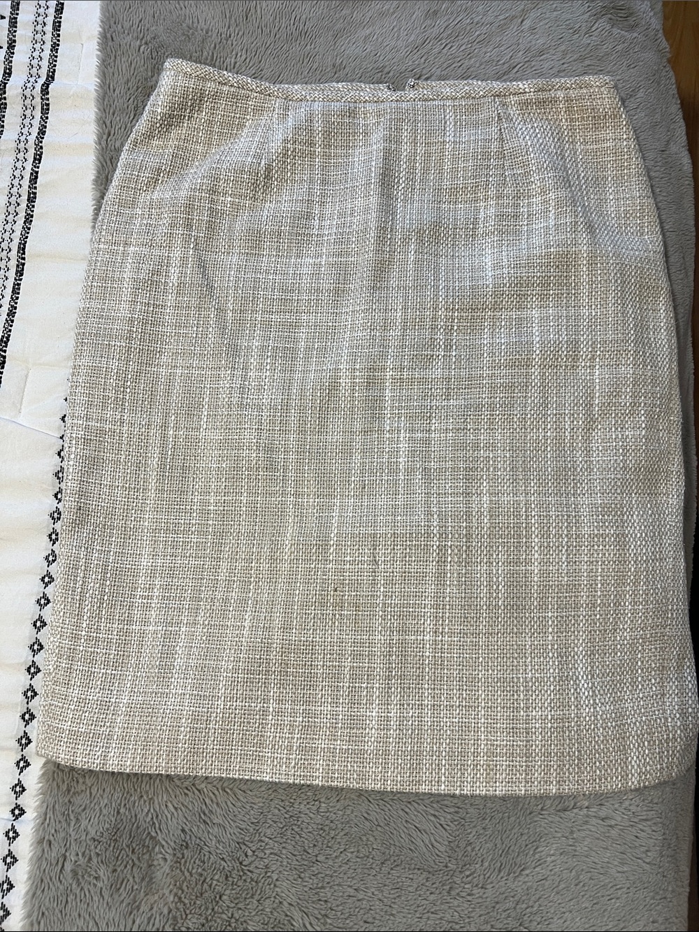 Calvin Klein Cream Tweed Pencil Skirt